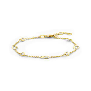 armband zirkonia 16,5 - 17,5 - 18,5 cm 14K geelgoud