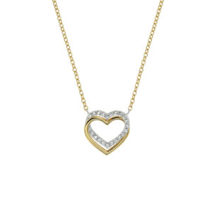 collier hart zirkonia 40 - 42 - 44 cm 14K bicolor goud geel/wit