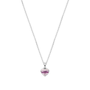 collier hartje emaille 36 + 4 cm zilver gerhodineerd
