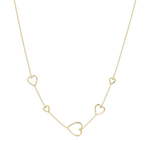 collier hartjes 41 + 4 cm 3 micron zilver verguld (geel)