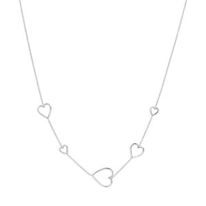 collier hartjes 41 + 4 cm zilver gerhodineerd