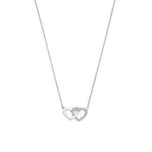 collier hartjes zirkonia 41 - 43 - 45 cm zilver gerhodineerd