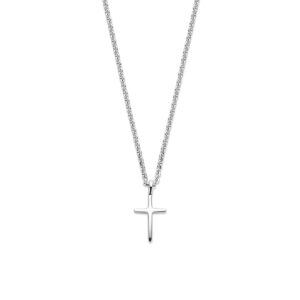 collier kruis 41 - 43 - 45 cm zilver gerhodineerd