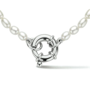 collier parel 3,8 mm 41 cm met groot veerslot zilver gerhodineerd