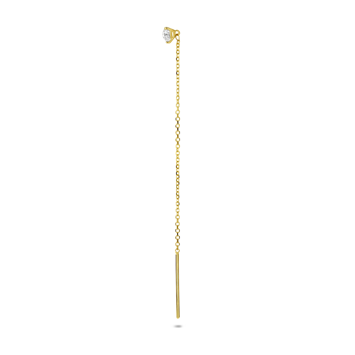 doortrekoorbel hartje lab grown diamant 0.15ct h si per stuk 7 cm 14K geelgoud - Afbeelding 3