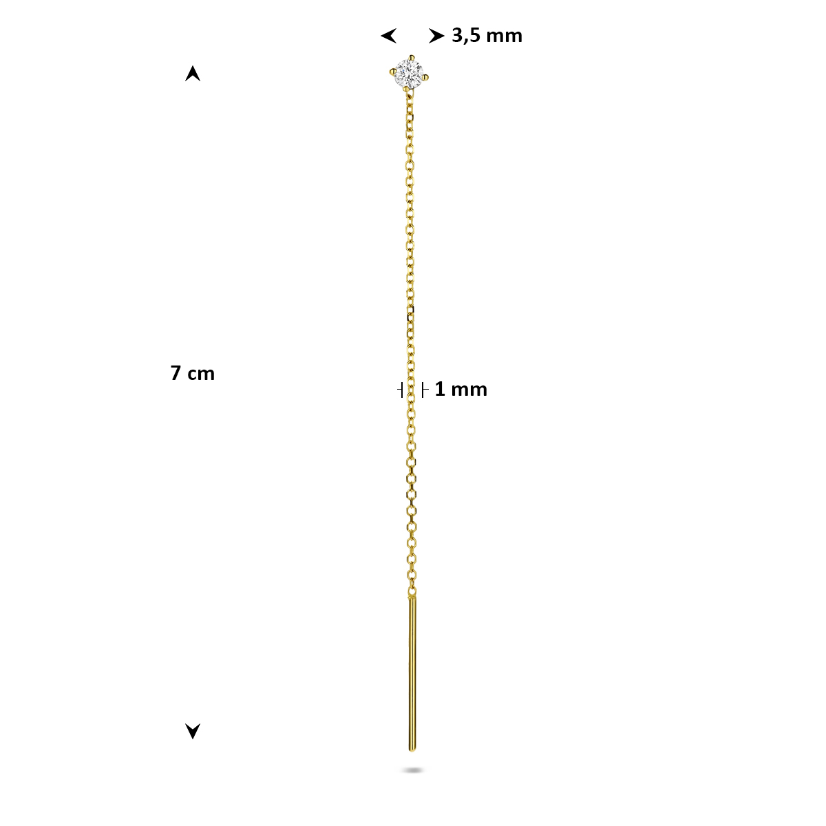 doortrekoorbel lab grown diamant 0.10ct h si per stuk 7 cm 14K geelgoud - Afbeelding 4