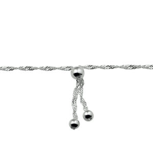 enkelbandje bolletjes 22 - 24 cm zilver gerhodineerd