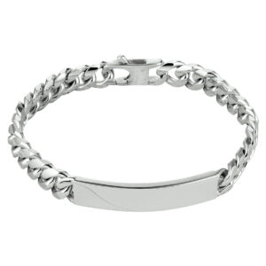 graveerarmband gourmette 6 zijdes geslepen plaat 8,5 mm 21 cm zilver gerhodineerd