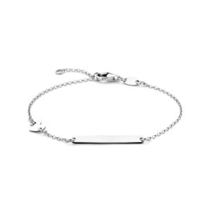 graveerarmband hart en plaat 3,5 mm 16 - 18 cm zilver gerhodineerd