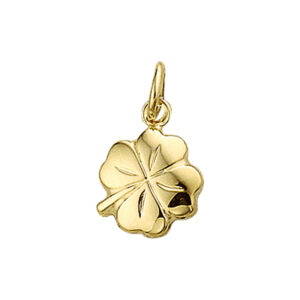 hanger klavertje 2-zijdig 10 mm 14K geelgoud