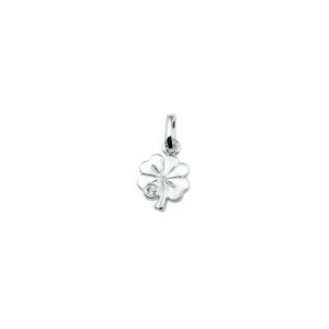 hanger klavertje strass 11 mm zilver gerhodineerd