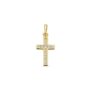 hanger kruis en zirkonia 14K geelgoud