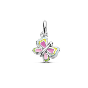 hanger vlinder emaille zilver gerhodineerd