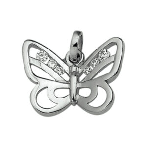 hanger vlinder zirkonia 12 mm zilver gerhodineerd