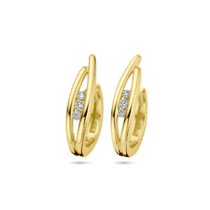 klapoorringen diamant 0.10ct (2x 0.05ct) h si 14K geelgoud