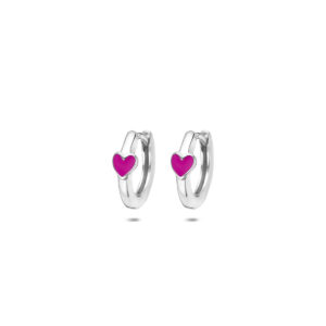 klapoorringen emaille hartje 11,5 mm zilver gerhodineerd
