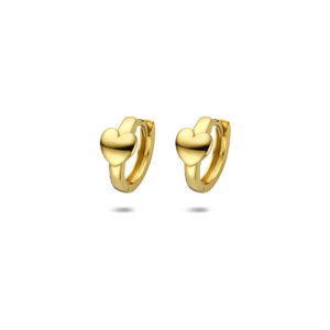 klapoorringen hart 11,5 mm 1 micron zilver verguld (geel)
