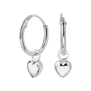 klapoorringen hart zilver gerhodineerd
