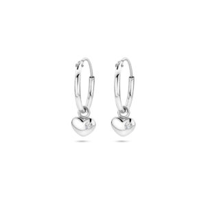 klapoorringen hart zirkonia zilver gerhodineerd