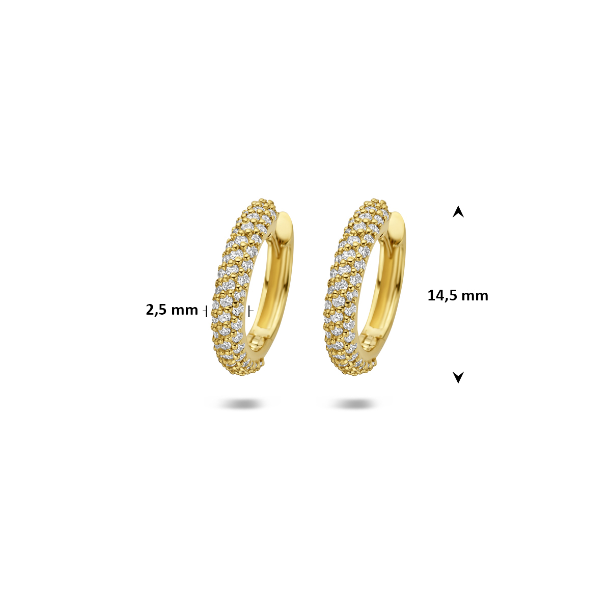 klapoorringen lab grown diamant 0.57ct (2x 0.285ct) f vs 14,5 mm 14K geelgoud - Afbeelding 4