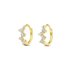 klapoorringen zirkonia 10,5 mm 14K geelgoud