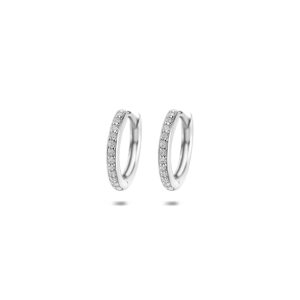 klapoorringen zirkonia 12,5 mm zilver gerhodineerd