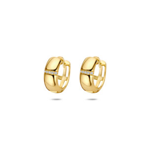 klapoorringen zirkonia 13 mm 1 micron zilver verguld (geel)