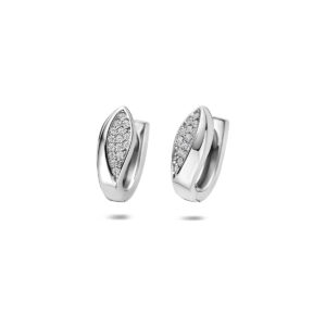 klapoorringen zirkonia 14 mm zilver gerhodineerd
