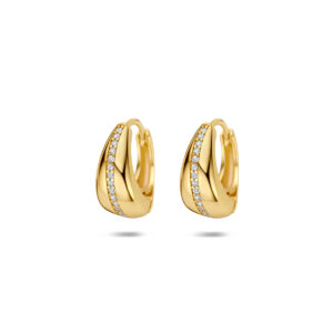 klapoorringen zirkonia 14,5 mm 1 micron zilver verguld (geel)