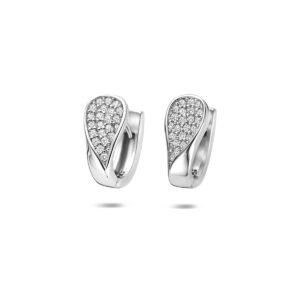 klapoorringen zirkonia 14,5 mm zilver gerhodineerd