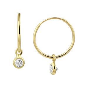 klapoorringen zirkonia 14K geelgoud
