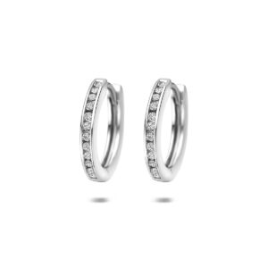 klapoorringen zirkonia 15 mm zilver gerhodineerd