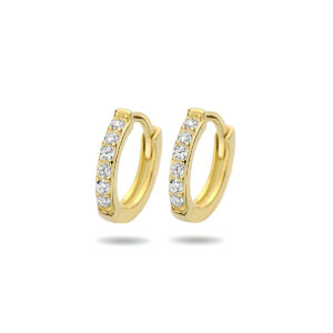 klapoorringen zirkonia 9 mm 1 micron zilver verguld (geel)