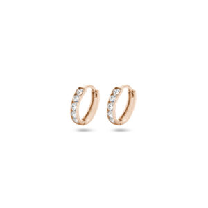 klapoorringen zirkonia 9 mm 14K roségoud