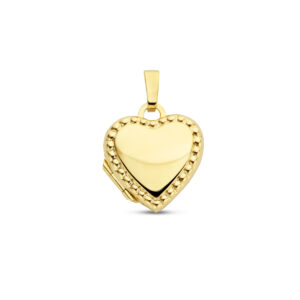 medaillon hart bolletjes 14 mm 14K geelgoud