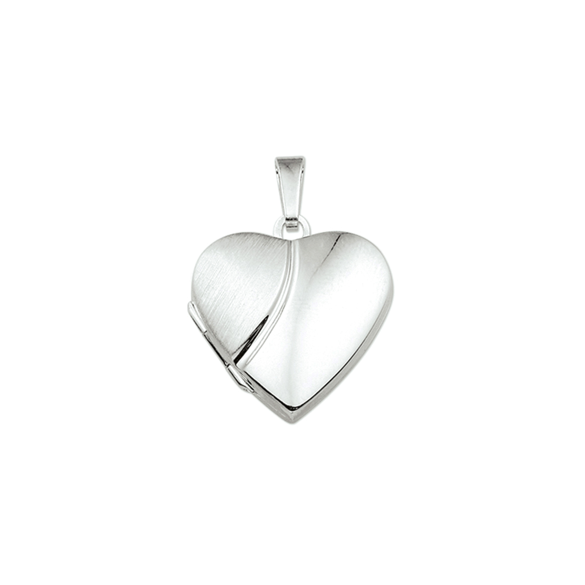 medaillon hart poli/mat zilver gerhodineerd