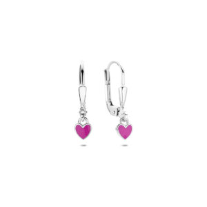 oorhangers emaille hartje brisur haak 18,5 mm zilver gerhodineerd