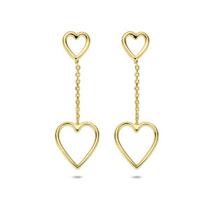 oorhangers hartjes 35,5 mm 1 micron zilver verguld (geel)