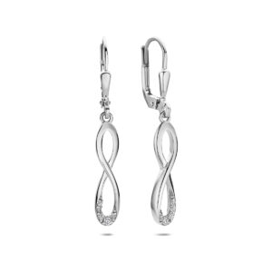 oorhangers infinity zirkonia brisur haak 34,5 mm zilver gerhodineerd