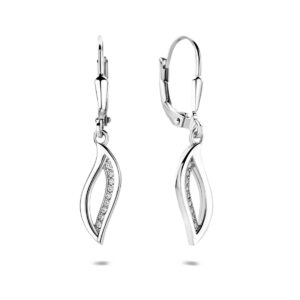oorhangers zirkonia brisur haak 31,5 mm zilver gerhodineerd
