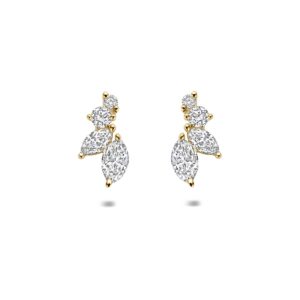 oorknoppen bladeren lab grown diamant 0.20ct (2x 0.10ct) f vs 7,5 mm 14K geelgoud