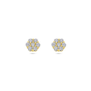 oorknoppen bloem zirkonia 5 mm 14K geelgoud