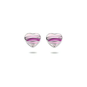 oorknoppen emaille hart zilver gerhodineerd