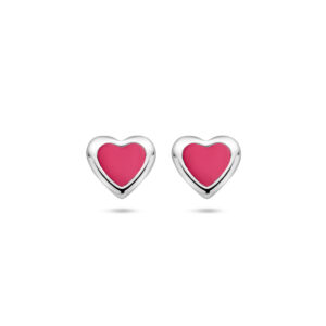 oorknoppen hart emaille zilver gerhodineerd