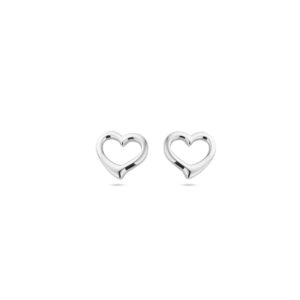 oorknoppen hart zilver gerhodineerd