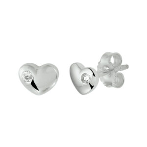 oorknoppen hart zirkonia zilver gerhodineerd