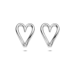 oorknoppen hartje 15 mm zilver gerhodineerd