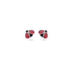 oorknoppen lieveheersbeestje emaille zilver gerhodineerd