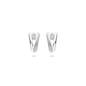 oorknoppen poli/mat zirkonia 11 mm zilver gerhodineerd