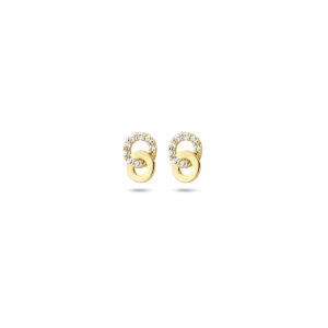 oorknoppen zirkonia 6,5 mm 14K geelgoud